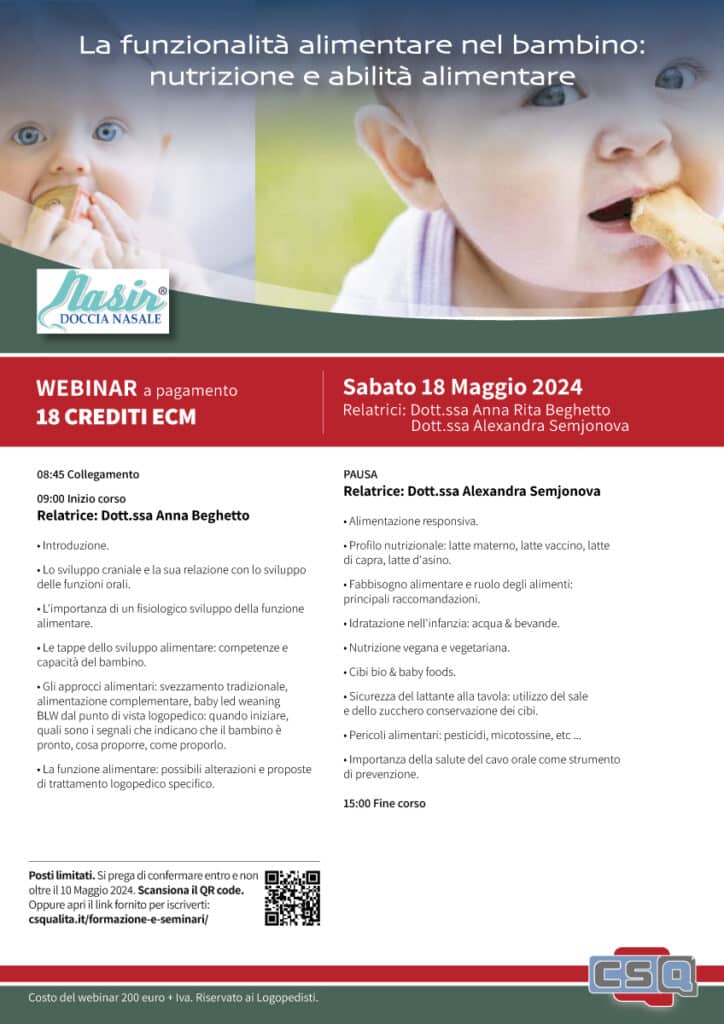 La funzionalità alimentare nel bambino: nutrizione e abilità alimentare