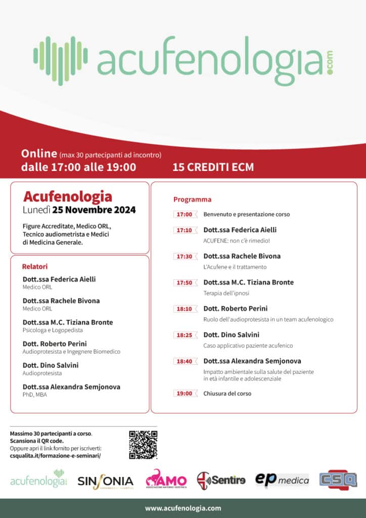 Acufenologia 2 (30 Posti Accreditati Terminati – Disponibili Posti Auditori: No Crediti Ecm)