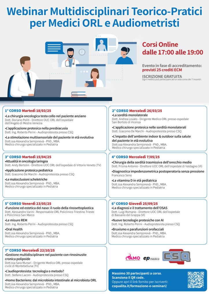 Webinar Multidisciplinari Teorico-Pratici Per Medici Orl E Audiometristi