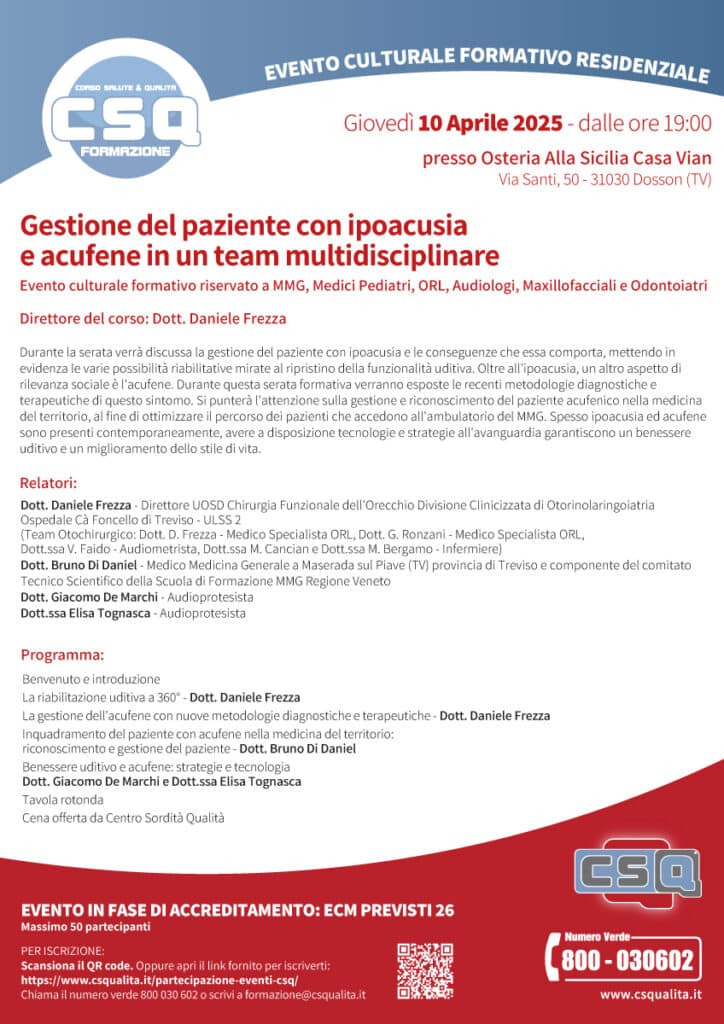 Gestione Del Paziente Con Ipoacusia E Acufene In Un Team Multidisciplinare